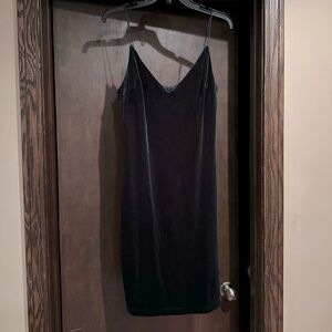 Green Velvet Mini Spaghetti Strap Dress